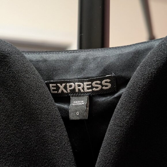 Size 0 Express Black Puff Sleeve Mini Dress - Picture 4 of 6